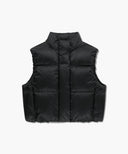 W CIRCLE LOGO CROP HOODED DOWN VEST IN BLACK image 8