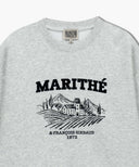 WINERY APPLIQUE LOGO OVER FIT SWEATSHIRT IN LIGHT HEATHER GREY image 8