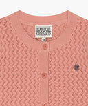 KIDS W POINTELLE KNIT CARDIGAN IN CORAL PINK image 8