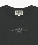 W SILVER LETTERING CROP TEE IN CHARCOAL GREY image 8