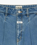 W LOW-WAIST TUCK WIDE DENIM PANTS IN BLUE image 8