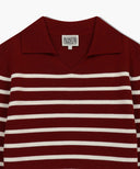 W STRIPE POLO KNIT IN BURGUNDY image 11