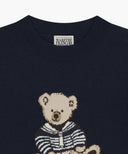 W DOODLE BEAR HALF KNIT PULLOVER IN NAVY image 8