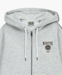 BIG COLLEGE LOGO GRAPHIC HOODIE ZIPUP IN LIGHT HEATHER GREY image 8