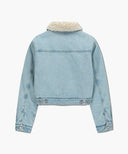 W CROP SHEARLING DENIM JACKET IN LIGHT BLUE image 8