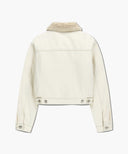 W CROP SHEARLING DENIM JACKET IN ECRU image 8