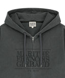 CLASSIC LOGO DYEING HOODIE ZIPUP IN CHARCOAL GREY image 8
