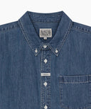 UNI BASIC DENIM SHIRT IN BLUE image 8