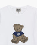 W DOODLE BEAR TEE IN WHT/ BEG image 8