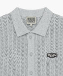 WAPPEN CROCHET HALF KNIT CARDIGAN IN HEATHER GREY image 8