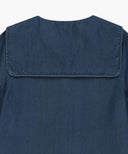 W SAILOR COLLAR SHORT SLEEVE CHAMBRAY SHIRT IN DARK BLUE image 9