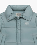 W WIDE COLLAR DOWN JACKET IN ASH BLUE image 9