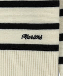 W STRIPE POLO KNIT IN IVORY image 9