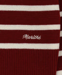 W STRIPE POLO KNIT IN BURGUNDY image 12
