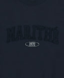 W RAW EDGE APPLIQUE LOGO CROP SWEATSHIRT IN NAVY image 9