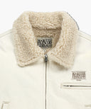 W CROP SHEARLING DENIM JACKET IN ECRU image 9