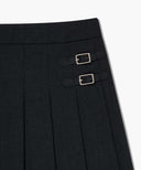 W SIDE BUCKLE PLEATED MIDI SKIRT IN CHARCOAL GREY image 9