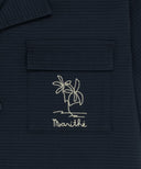 KIDS SEERSUCKER HALF SHIRT IN NAVY image 9