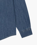 UNI BASIC DENIM SHIRT IN BLUE image 10
