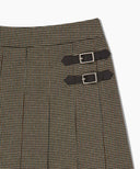 W SIDE BUCKLE PLEATED MIDI SKIRT IN BROWN image 13