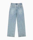W LAYERED SKIRT DENIM PANTS IN LIGHT BLUE image 10