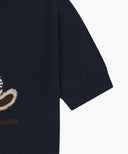W DOODLE BEAR HALF KNIT PULLOVER IN NAVY image 10