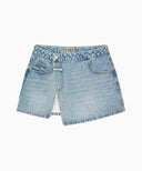 W LAYERED SKIRT DENIM PANTS IN LIGHT BLUE image 11