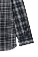 MIXED CHECK OVER FIT SHIRT IN NAVY image 6