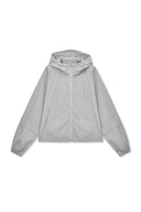 CROPPED BACK LOGO HOODY WIND BREAKER IN LIGHT BEIGE image 1