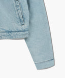 W CROP SHEARLING DENIM JACKET IN LIGHT BLUE image 12