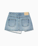 W LAYERED SKIRT DENIM PANTS IN LIGHT BLUE image 12