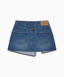 W LAYERED SKIRT DENIM PANTS IN BLUE image 14