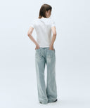 W LOW-WAIST TUCK WIDE DENIM PANTS IN LIGHT BLUE image 5