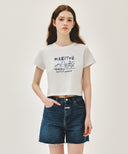 W FRENCH GRAPHIC CROP TEE IN WHITE image 11