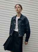 W BOSSA SELVAGE DENIM JACKET IN DARK BLUE