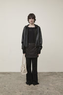 FAUX LEATHER HOODY CROP JUMPER IN BLACK image 17