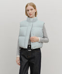 W CIRCLE LOGO CROP HOODED DOWN VEST IN MINT GREY image 15