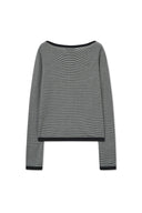 ESSENTIAL BOAT NECK KNIT TOP IN BLACK image 3