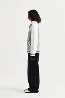 HIGH NECK RAGLAN KNIT ZIP UP FOR WOMEN IN IVORY image 6