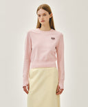 W SMALL CLASSIC LOGO CROP KNIT PULLOVER IN PINK image 12