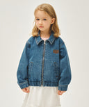 KIDS CLASSIC LOGO DENIM ZIPUP JACKET IN BLUE image 12