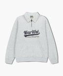 BASEBALL LOGO COLLAR HALF ZIPUP SWEATSHIRT IN LIGHT HEATHER GREY image 6
