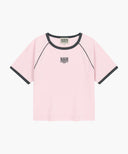 W AEROCOOL SMALL CLASSIC LOGO SLIM RINGER TEE IN PINK
