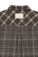 MIXED CHECK OVER FIT SHIRT IN BROWN image 4