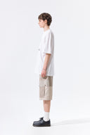PATCHWORK CARGO BERMUDA PANTS FOR MEN IN BEIGE image 8