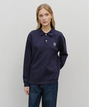 CREST LOGO JERSEY POLO LONG SLEEVE IN NAVY image 11