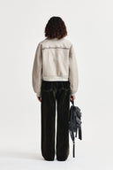 FAUX LEATHER OUTPOCKET JUMPER IN LIGHT GRAY image 7