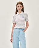 W STRIPE COLLAR TEE IN IVORY