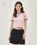 W AEROCOOL SMALL CLASSIC LOGO SLIM RINGER TEE IN PINK