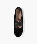 W CROSS BANDING VELVET FLAT SHOES IN BLACK image 4